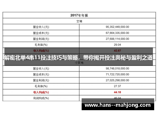 解密北单4串11投注技巧与策略，带你揭开投注奥秘与盈利之道